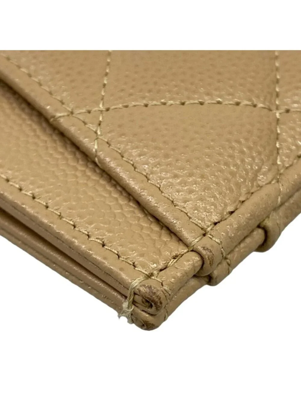 Chanel Card Case Quilted Beige Gold